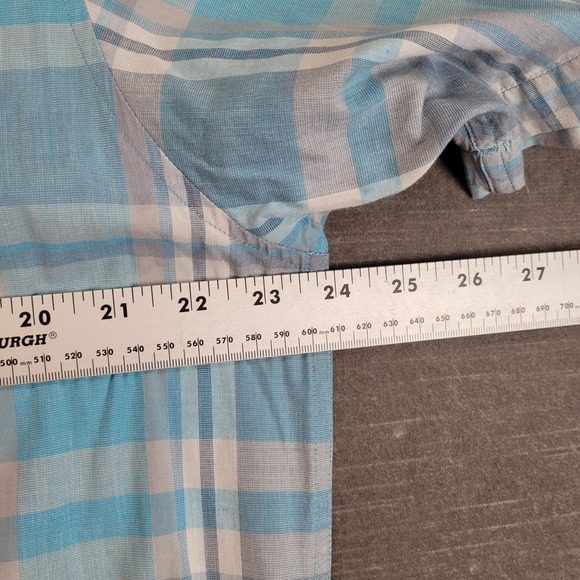 Quiksilver Y2K Mens Short Sleeve Plaid Button Up Shirt Blue Size Large - Picture 5 of 6